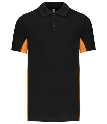 Kariban Flag Poly/Cotton Piqué Polo Shirt - Black/Orange (KB232)
