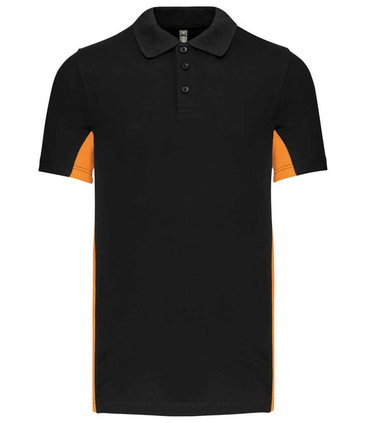 Kariban Flag Poly/Cotton Piqué Polo Shirt - Black/Orange (KB232)