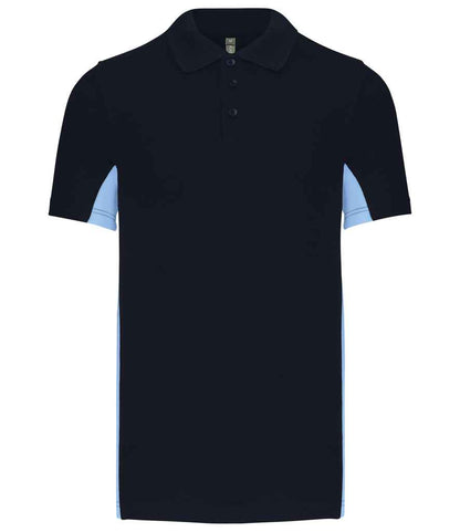 Kariban Flag Poly/Cotton Piqué Polo Shirt - Navy/Sky Blue (KB232)