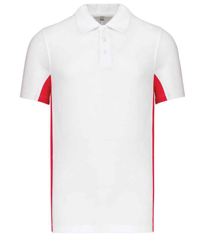 Kariban Flag Poly/Cotton Piqué Polo Shirt - White/Red (KB232)