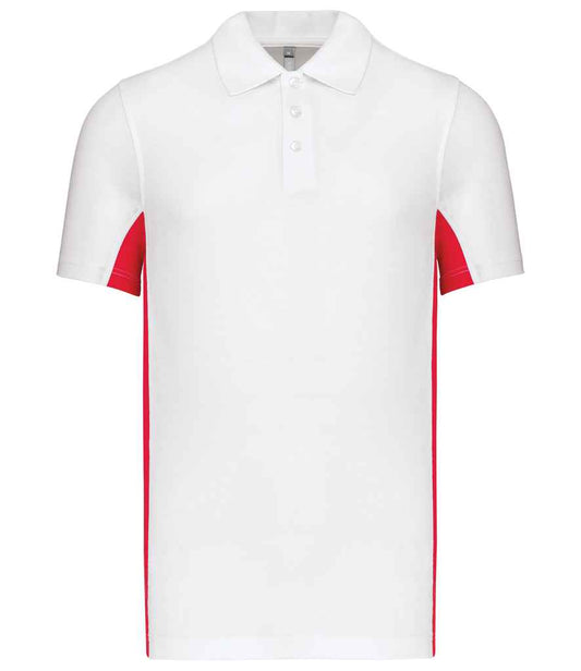 Kariban Flag Poly/Cotton Piqué Polo Shirt - White/Red (KB232)