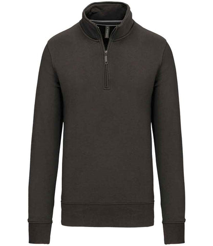 Kariban Zip Neck Sweatshirt - Dark Grey (KB487)
