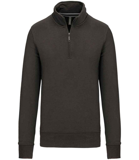 Kariban Zip Neck Sweatshirt - Dark Grey (KB487)