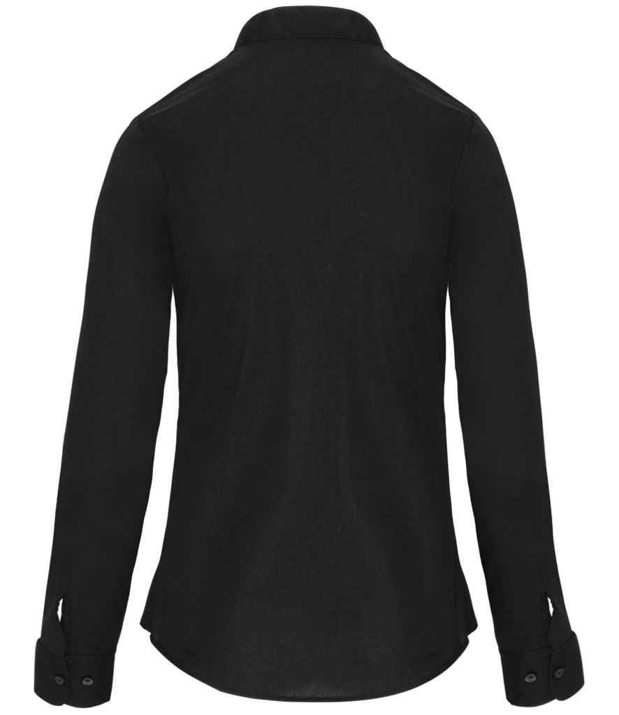 Kariban Ladies Long Sleeve Mandarin Collar Shirt - Black (KB514)