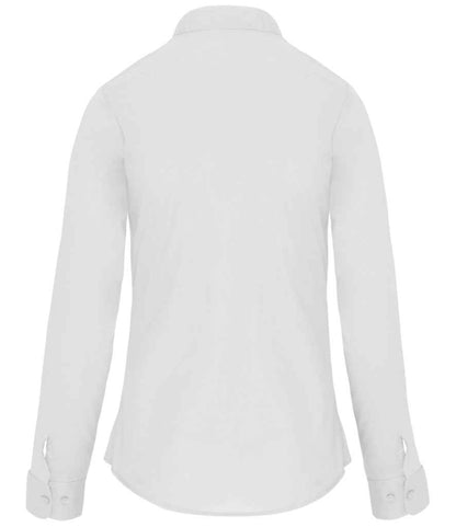 Kariban Ladies Long Sleeve Mandarin Collar Shirt - White (KB514)