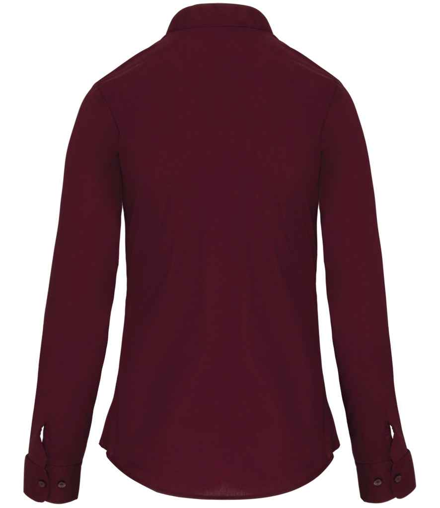 Kariban Ladies Long Sleeve Mandarin Collar Shirt - Wine (KB514)