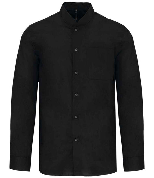 Kariban Long Sleeve Mandarin Collar Shirt - Black (KB515)