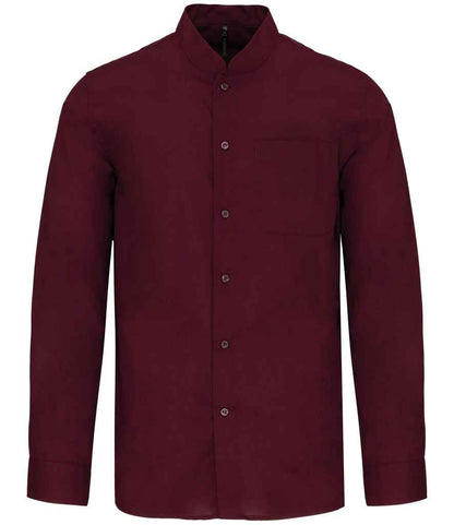 Kariban Long Sleeve Mandarin Collar Shirt - Wine (KB515)