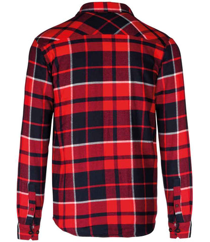 Kariban Sherpa Lined Checked Shirt Jacket - Red/Navy (KB579)