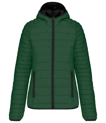 Kariban Ladies Lightweight Hooded Padded Jacket - Forest Green (KB6111)