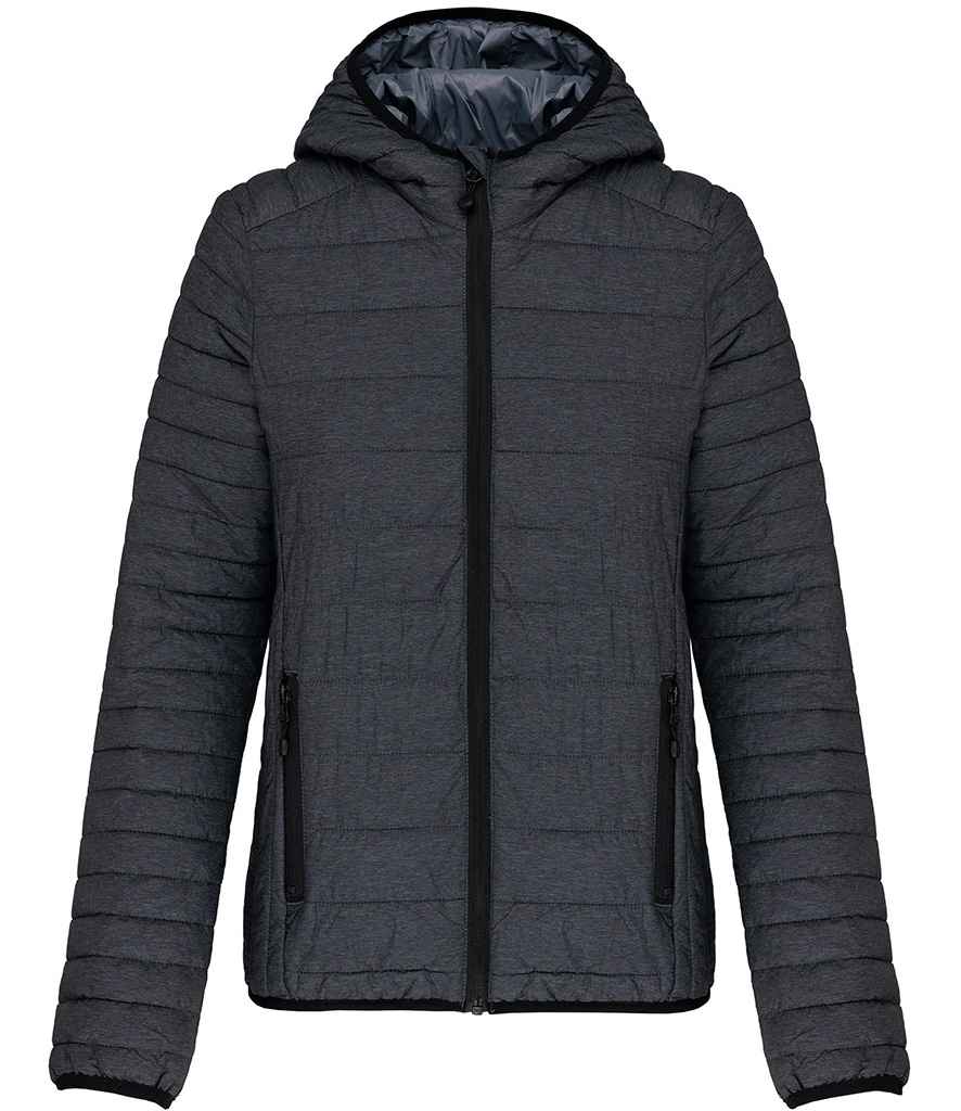 Kariban Ladies Lightweight Hooded Padded Jacket - Marl Dark Grey (KB6111)