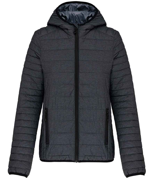 Kariban Ladies Lightweight Hooded Padded Jacket - Marl Dark Grey (KB6111)