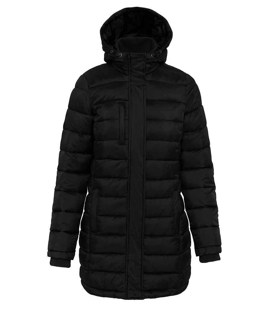 Kariban Ladies Lightweight Long Padded Parka Jacket - Black (KB6129)
