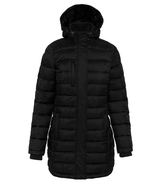 Kariban Ladies Lightweight Long Padded Parka Jacket - Black (KB6129)