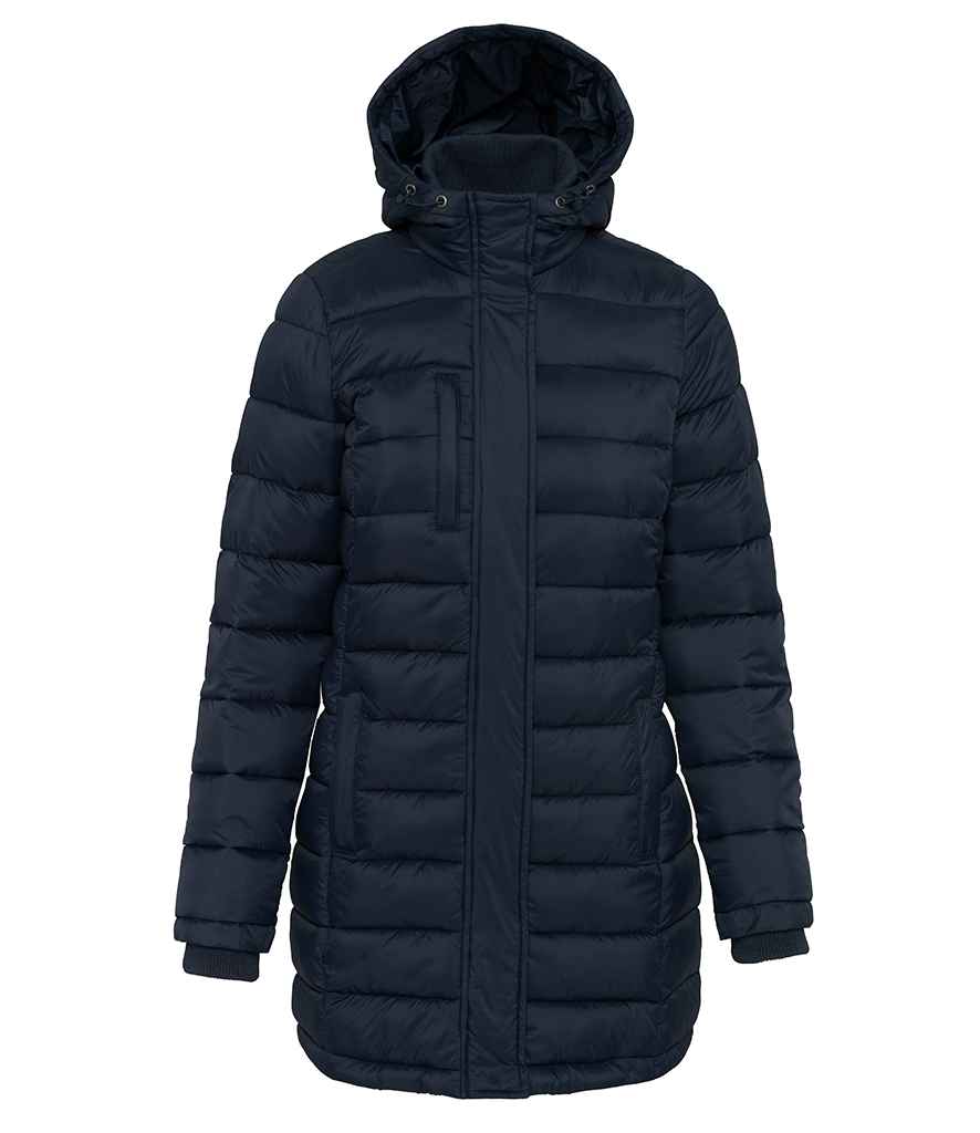 Kariban Ladies Lightweight Long Padded Parka Jacket - Navy (KB6129)
