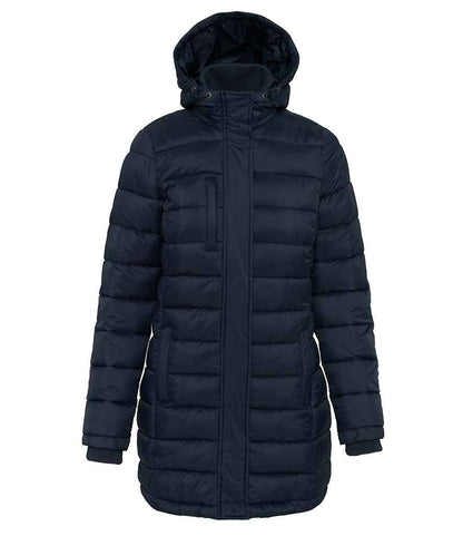 Kariban Ladies Lightweight Long Padded Parka Jacket - Navy (KB6129)