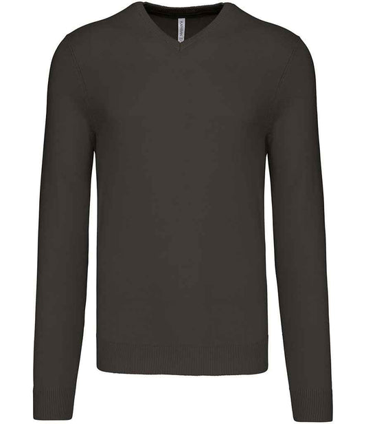 Kariban Cotton Acrylic V Neck Sweater - Dark Grey (KB965)