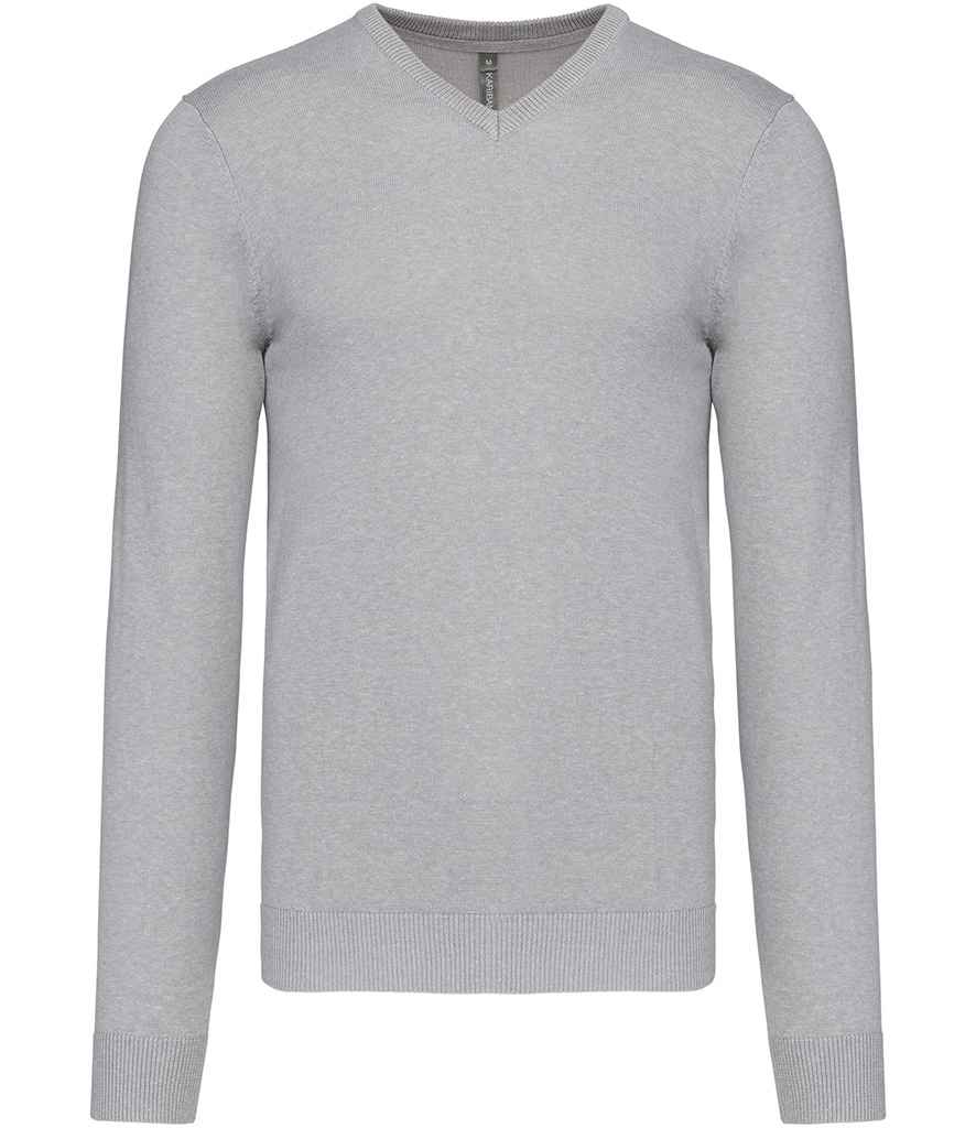 Kariban Cotton Acrylic V Neck Sweater - Grey Melange (KB965)