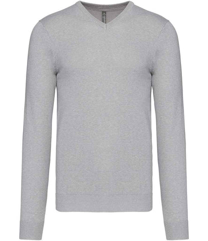 Kariban Cotton Acrylic V Neck Sweater - Grey Melange (KB965)