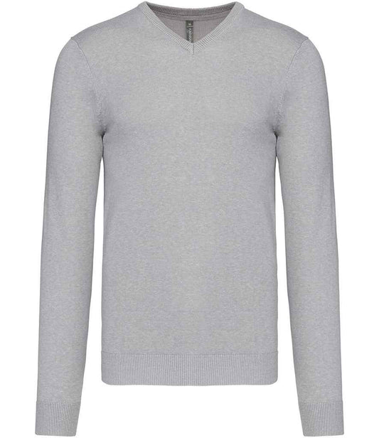 Kariban Cotton Acrylic V Neck Sweater - Grey Melange (KB965)
