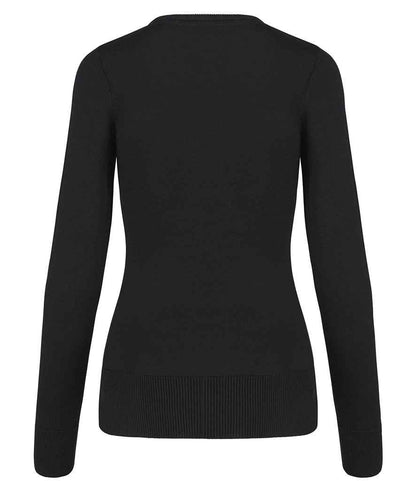 Kariban Ladies Cotton Acrylic V Neck Sweater - Black (KB966)