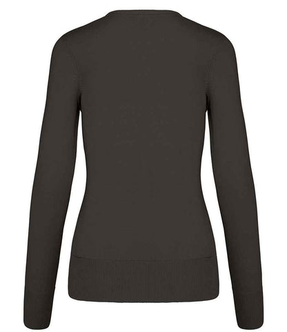 Kariban Ladies Cotton Acrylic V Neck Sweater - Dark Grey (KB966)