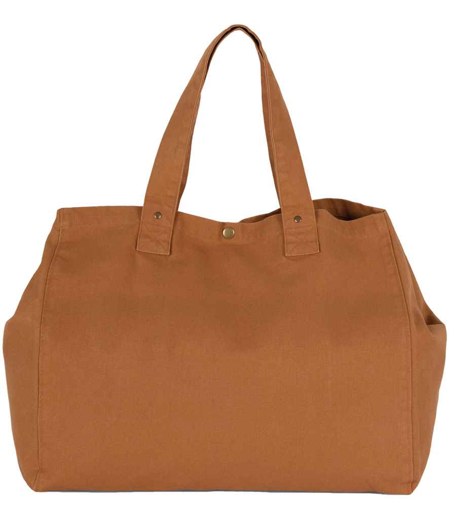 Kimood Faded Cotton Shopper - Washed Caramel Coffee (KI3208)