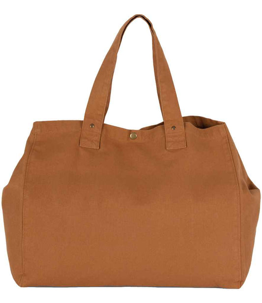 Kimood Faded Cotton Shopper - Washed Caramel Coffee (KI3208)