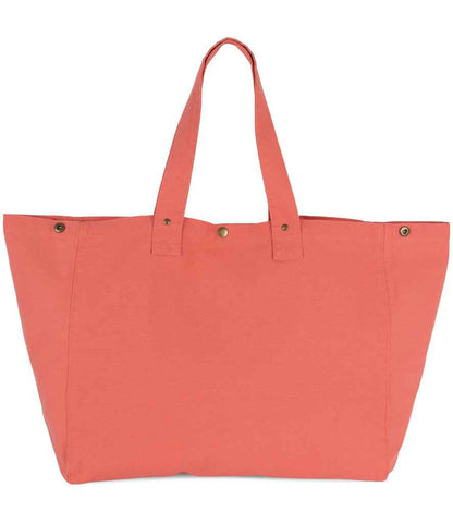 Kimood Faded Cotton Shopper - Washed Coral Pink (KI3208)
