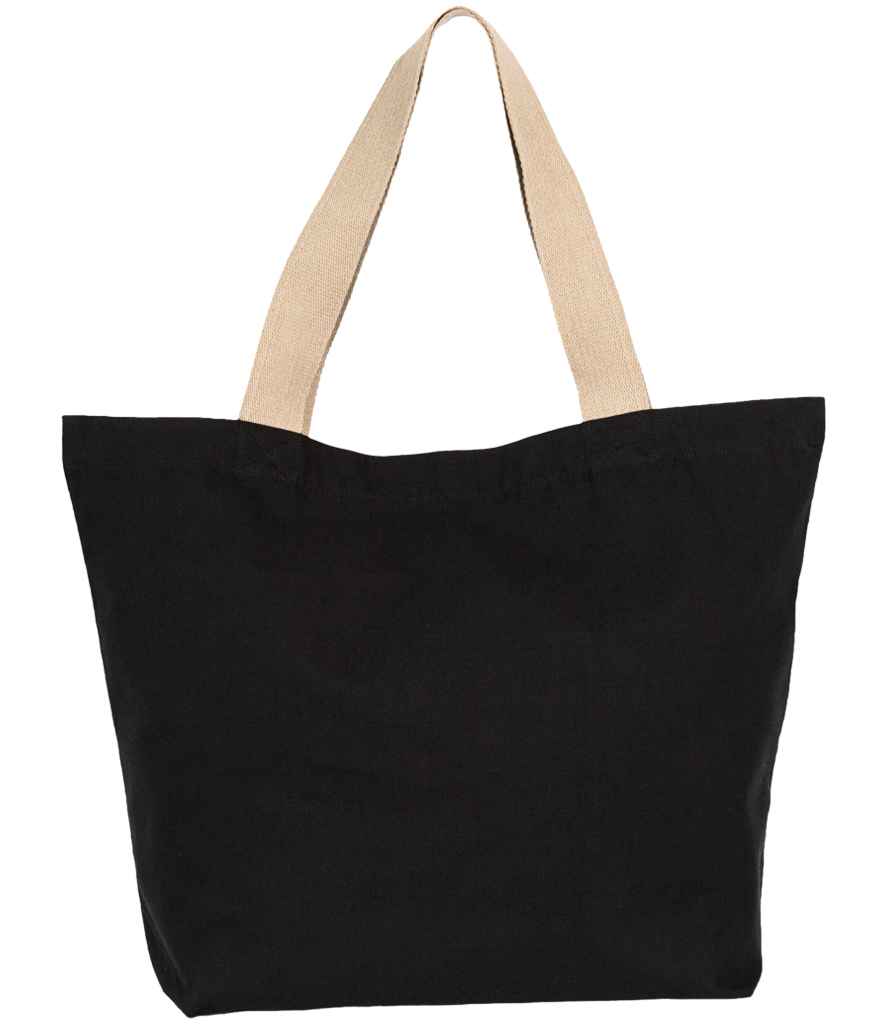 Kimood Large Recycled Flat-Bottom Shopping Bag - Black Night/Hemp (KI5204)