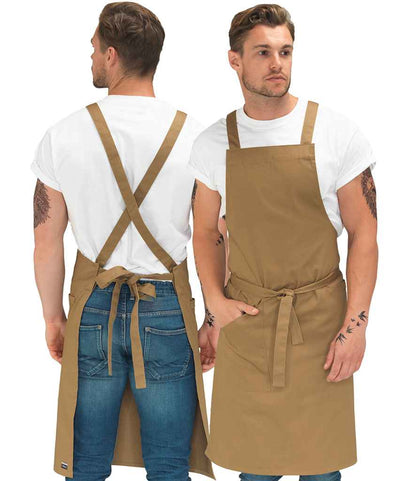 Le Chef Crossover Bib Apron - Khaki (LE102)