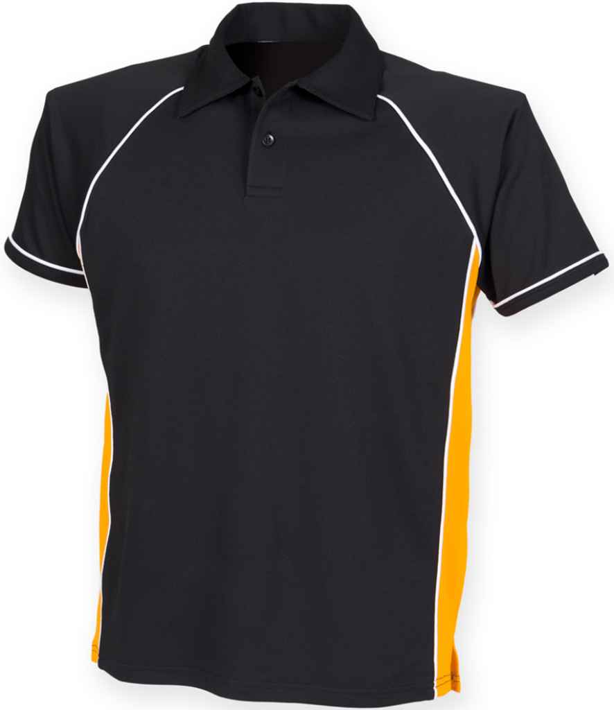 Finden + Hales Finden + Hales Performance Piped Polo Shirt - Black/Amber/White (LV370)