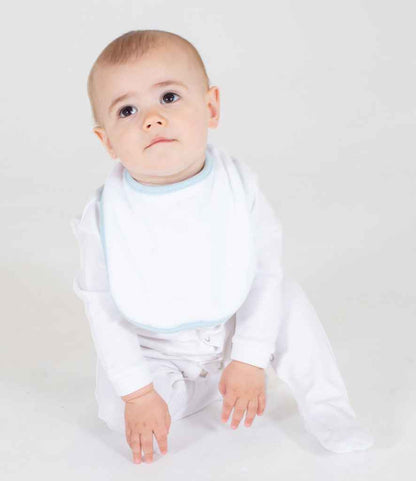 Larkwood Baby/Toddler Terry Bib - White/Pale Blue (LW22T)