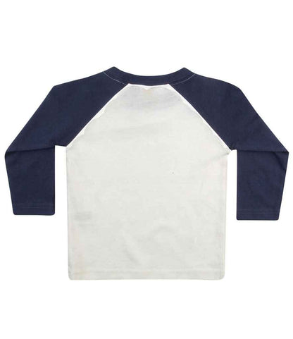 Larkwood Baby/Toddler Long Sleeve Baseball T-Shirt - White/Navy (LW25T)