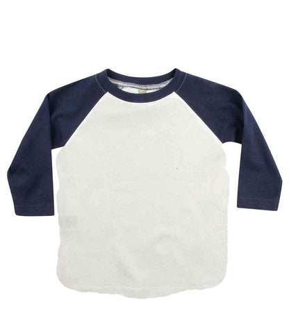Larkwood Baby/Toddler Long Sleeve Baseball T-Shirt - White/Navy (LW25T)