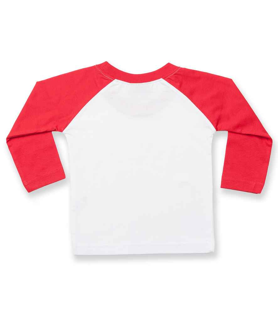 Larkwood Baby/Toddler Long Sleeve Baseball T-Shirt - White/Red (LW25T)