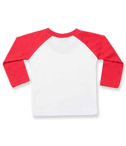 Larkwood Baby/Toddler Long Sleeve Baseball T-Shirt - White/Red (LW25T)