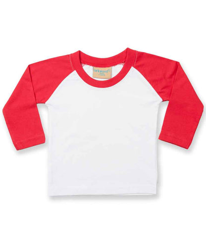 Larkwood Baby/Toddler Long Sleeve Baseball T-Shirt - White/Red (LW25T)