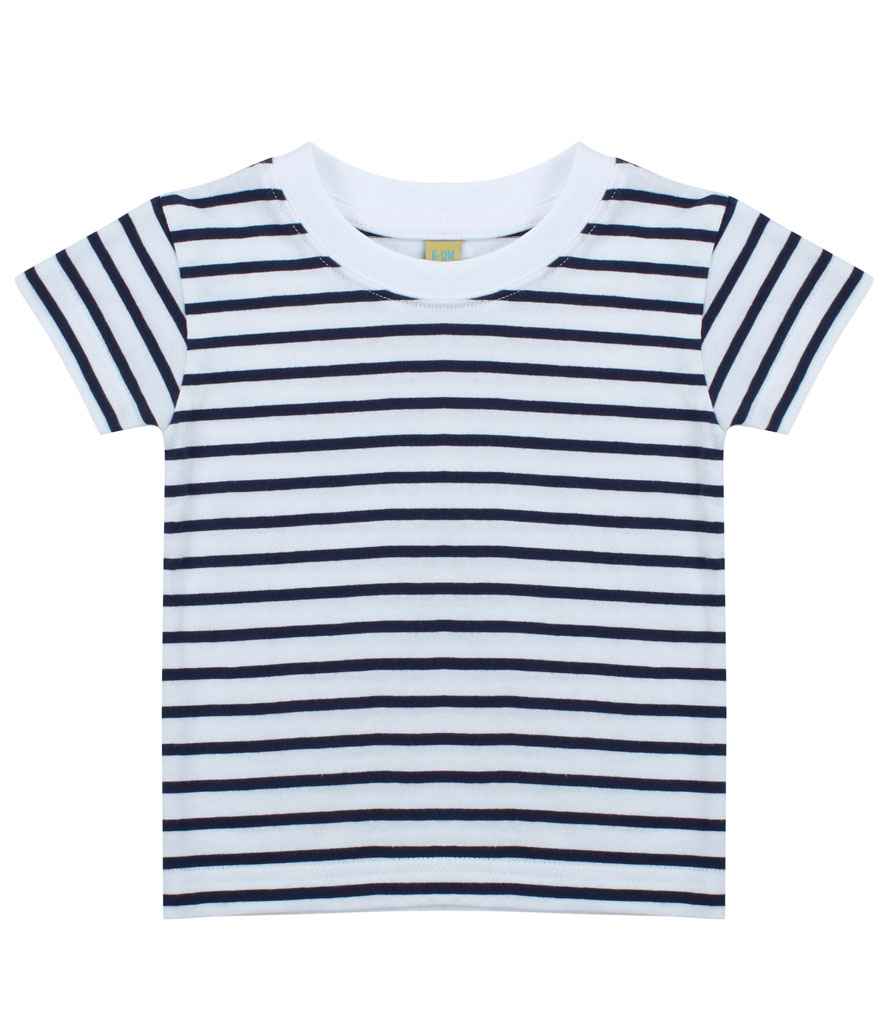 Larkwood Baby/Toddler Striped Crew Neck T-Shirt - White/Oxford Navy (LW27T)