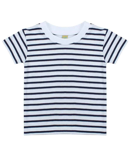 Larkwood Baby/Toddler Striped Crew Neck T-Shirt - White/Oxford Navy (LW27T)