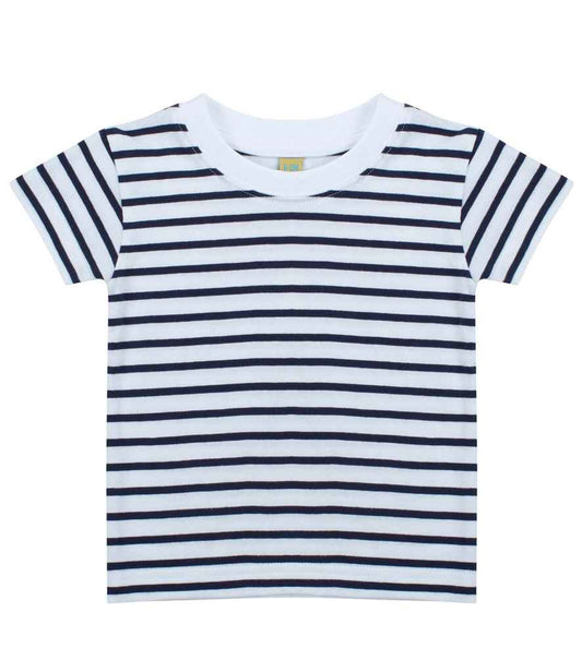 Larkwood Baby/Toddler Striped Crew Neck T-Shirt - White/Oxford Navy (LW27T)
