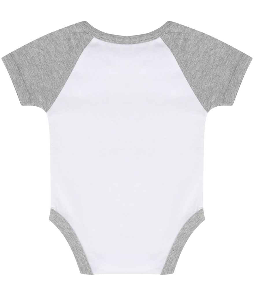 Larkwood Essential Short Sleeve Baby Baseball Bodysuit - White/Heather Grey (LW502T)