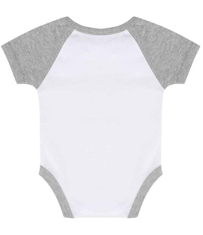 Larkwood Essential Short Sleeve Baby Baseball Bodysuit - White/Heather Grey (LW502T)