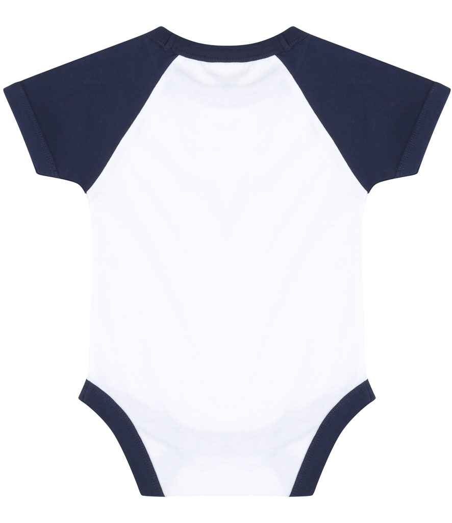 Larkwood Essential Short Sleeve Baby Baseball Bodysuit - White/Navy (LW502T)