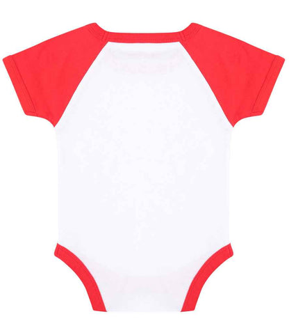 Larkwood Essential Short Sleeve Baby Baseball Bodysuit - White/Red (LW502T)