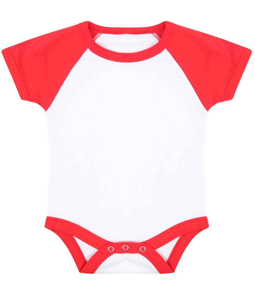 Larkwood Essential Short Sleeve Baby Baseball Bodysuit - White/Red (LW502T)