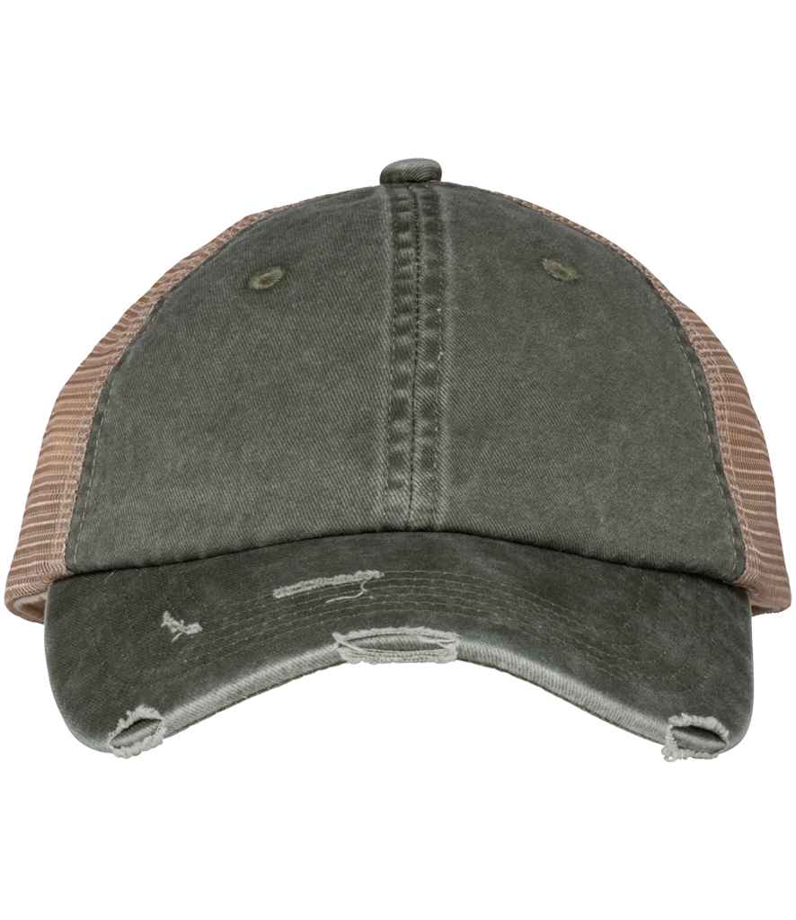 Native Spirit Native Spirit Washed Trucker Destroy Cap - Khaki/Beige (NS027)