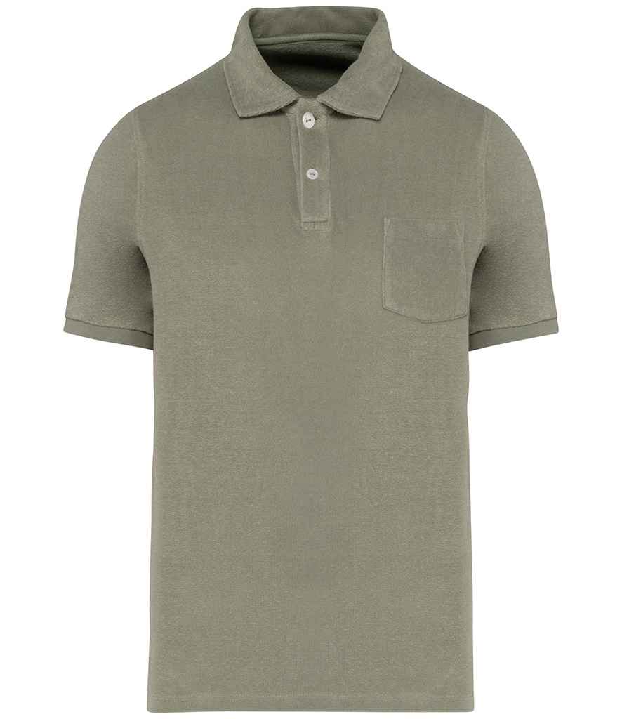 native spirit native spirit terry towel polo shirt - almond green (ns227)