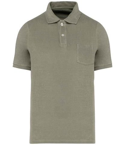 native spirit native spirit terry towel polo shirt - almond green (ns227)