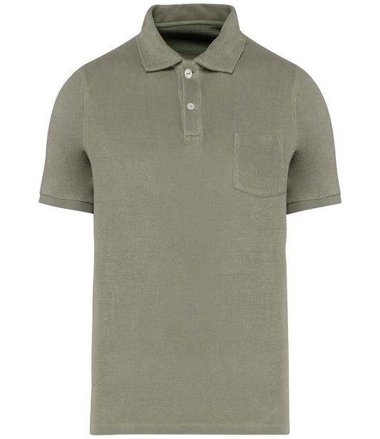 native spirit native spirit terry towel polo shirt - almond green (ns227)